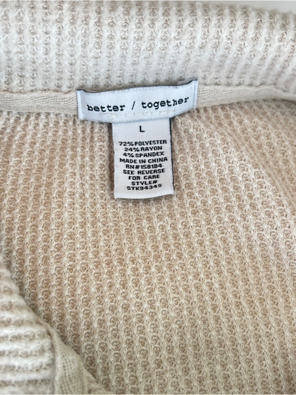 Better / Together Set Pants and Top Lounge Wear Cream Knit Women's size Large - Picture 12 of 14